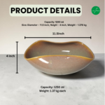 Leafbud Curved Fusion Serving Bowl Mustard - Image 3