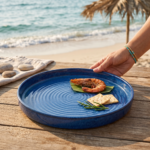 Leafbud Elegance Serving Platter Blue - Image 8
