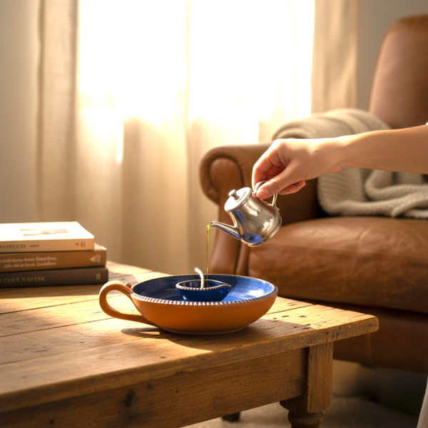 Leafbud Glow Garden Cobalt Blue Lamp