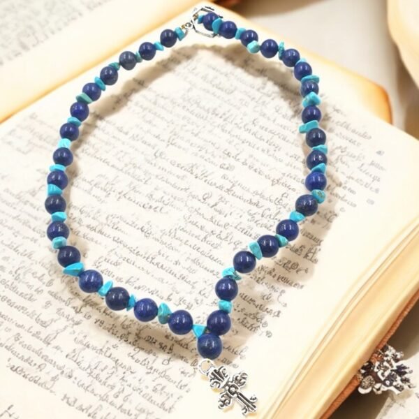 Leafbud Azure Faith Cross Neckpiece