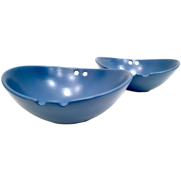 Two deep-blue Leafbud Midnight ramen bowls