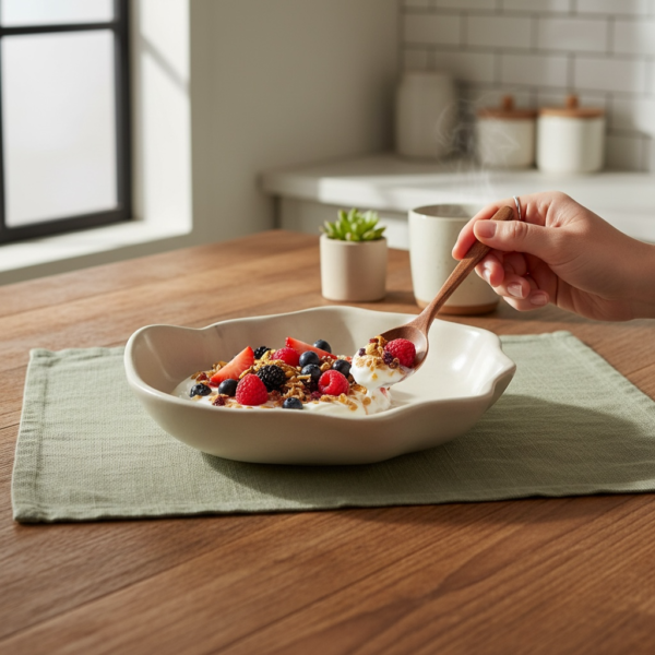 Leafbud Ivory Shell Serving Bowl