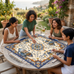 Leafbud Azulea Mahjong Mat - 32 inches - Image 9