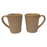 Leafbud Ochre Ribbed Mugs - Image 2