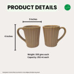 Leafbud Ochre Ribbed Mugs - Image 3