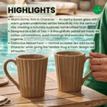 Leafbud Ochre Ribbed Mugs - Image 4