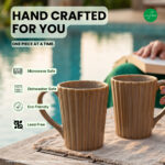 Leafbud Ochre Ribbed Mugs - Image 5