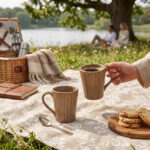 Leafbud Ochre Ribbed Mugs - Image 10