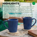 Leafbud Indigo Ribbed Mugs - Image 4