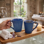 Leafbud Indigo Ribbed Mugs - Image 9
