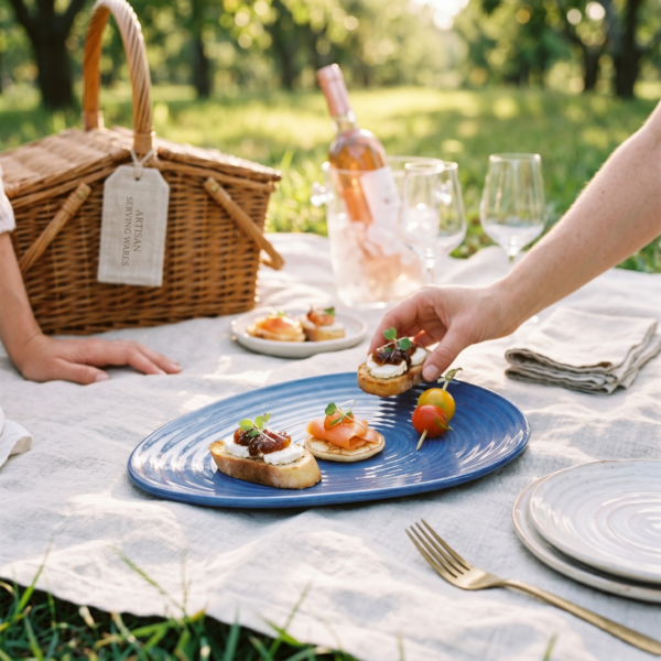 Leafbud Grace Blue Serving Platter (10 inch)