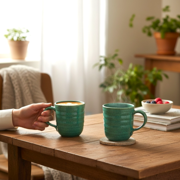 Leafbud Chic Teal Mugs