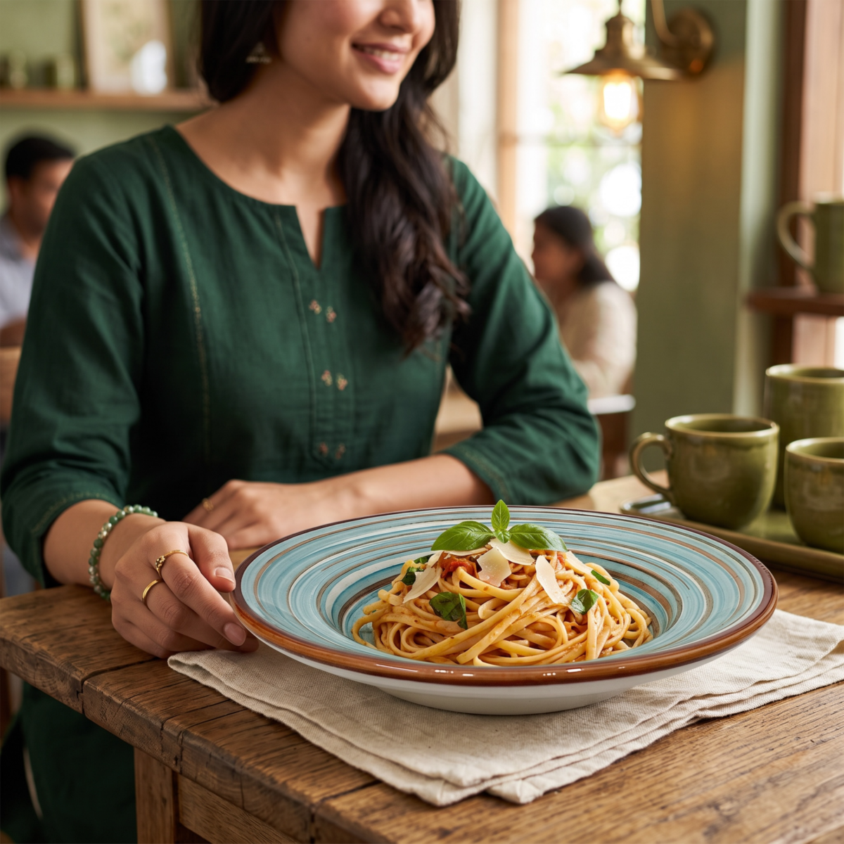 Leafbud Light Green Artware Pasta Plate