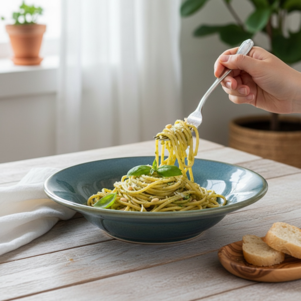 Leafbud Grey Artware Pasta Plate