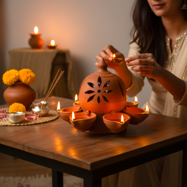 Leafbud Radiant Halo Diya