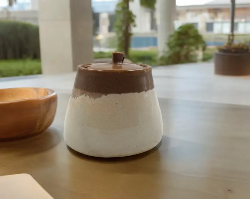 Handcrafted brown ceramic pickle jar with lid – Leafbud Magical collection