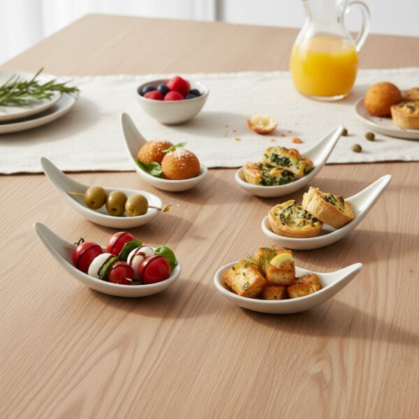 Leafbud Ivory Canapé Plates