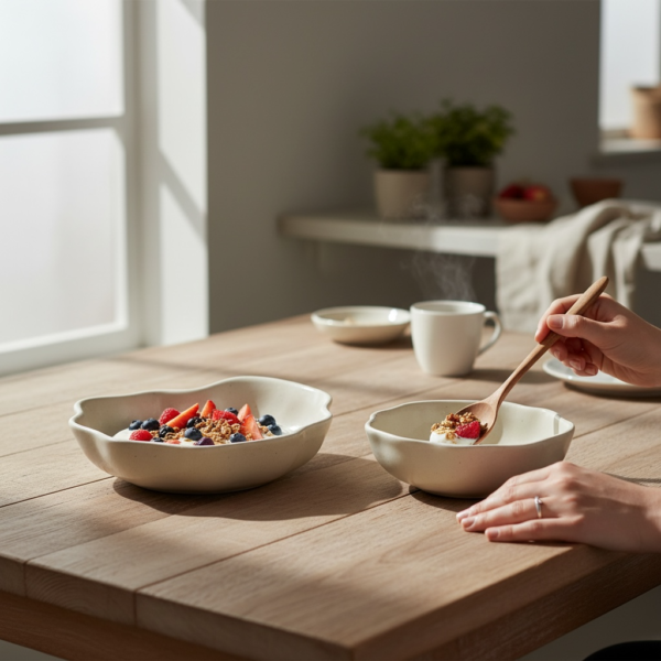 Leafbud Ivory Shell Serving Set