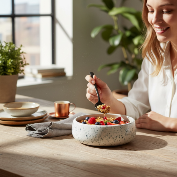 Leafbud Granite Mist Serving Bowl