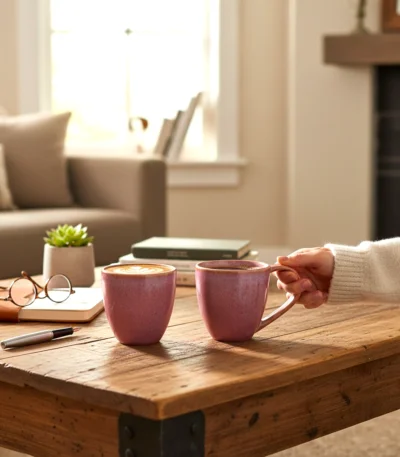 leaf bud blush cofee mugs