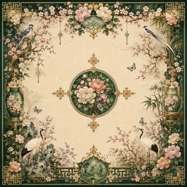 Leafbud Chinoiserie Botanica Mahjong Mat