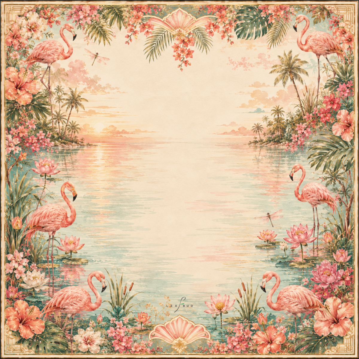 Leafbud Flamingo Lagoon Mahjong Mat